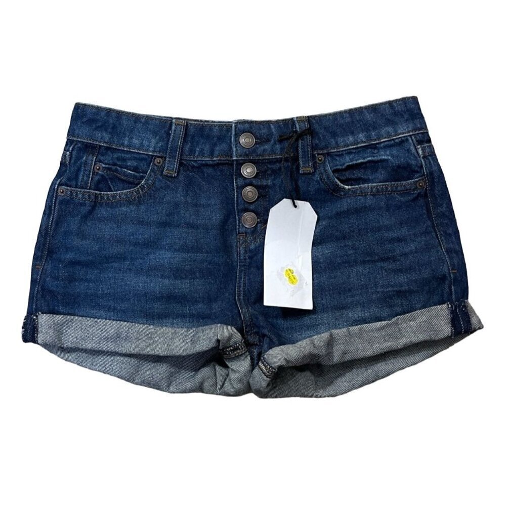 New No Boundaries Women's Denim Shorts Rolled Cuff Button Fly Size 1 Juniors